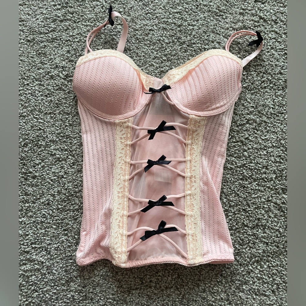 Glamour Pink Lace Chemise with Black Accents